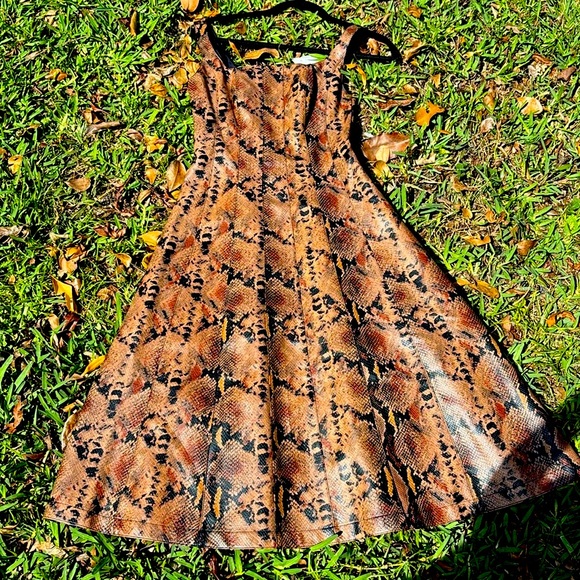 7 For All Mankind Faux Leather snakeskin Dress Sleeveless Midi. XS NWTs - Picture 7 of 17